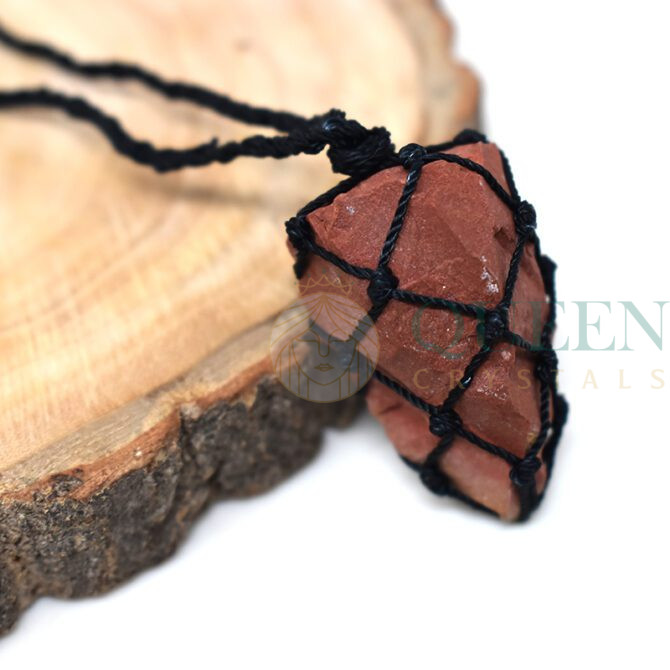 Red Jasper Rough Knitted Pendant