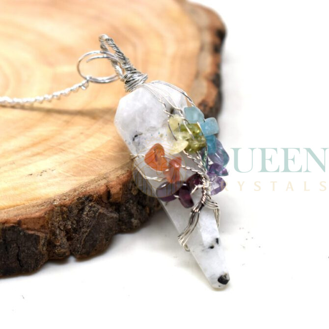 Rainbow Moonstone Chakra Pendulum