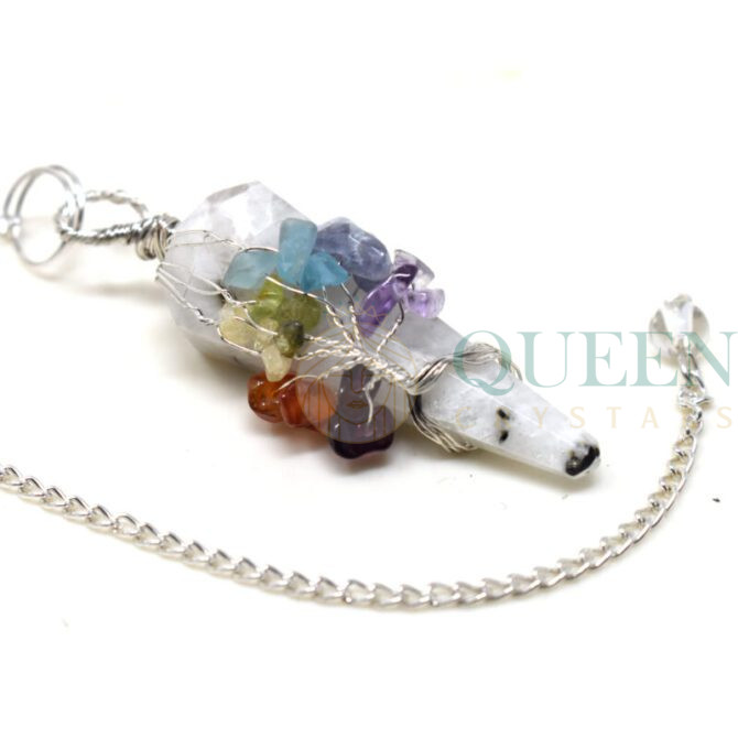 Rainbow Moonstone Chakra Pendulum