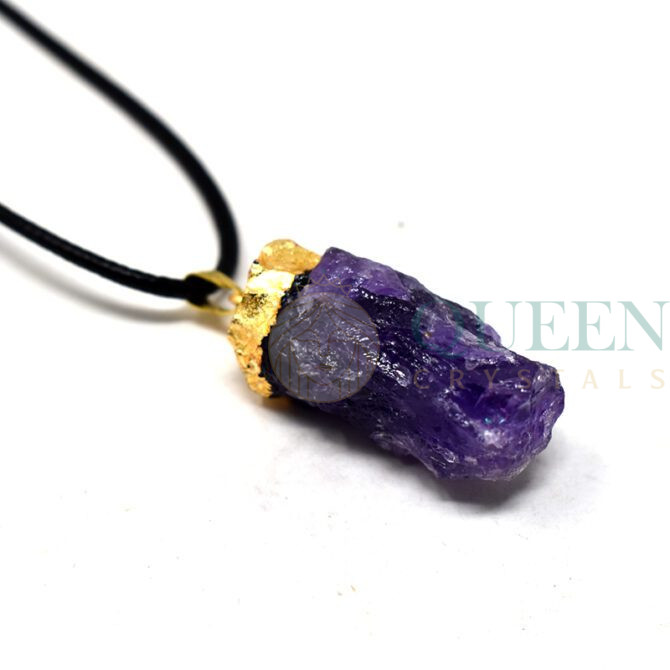 Amethyst Gold Electroplated Pendant