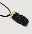 Black Obsidian Gold Electroplated Pendant