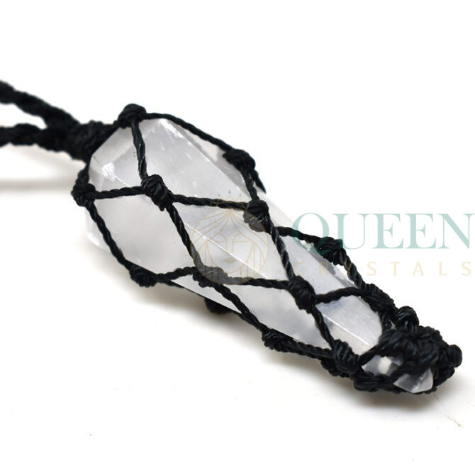 Selenite-Pendulum-Knitted-Pendant