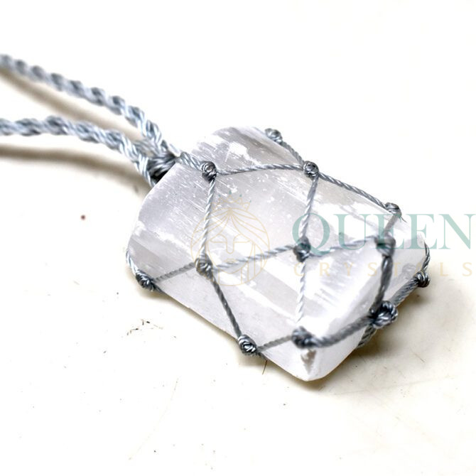 Selenite-Tumbled-Knitted-Pendant