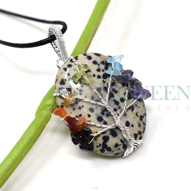 Dalmatian-Jasper-Chakra-Oval-Pendant