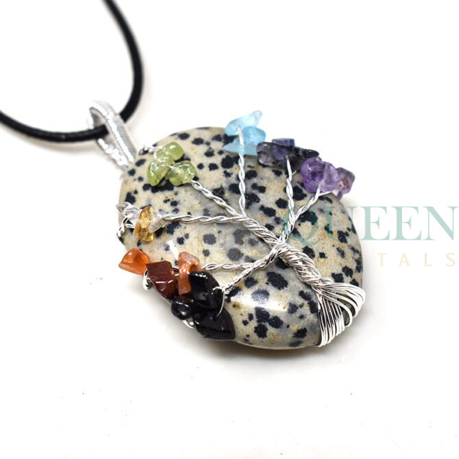 Dalmatian-Jasper-Chakra-Oval-Pendant