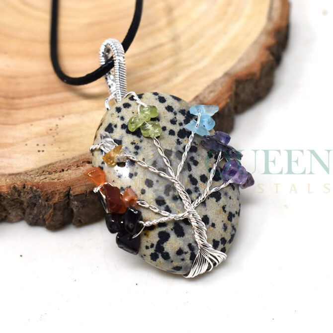 Dalmatian-Jasper-Chakra-Oval-Pendant