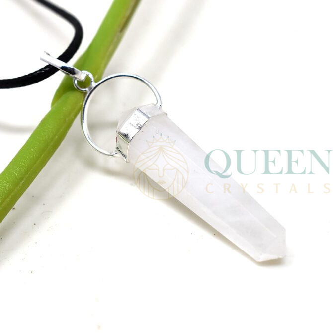 Selenite-Double-Point-Pendant