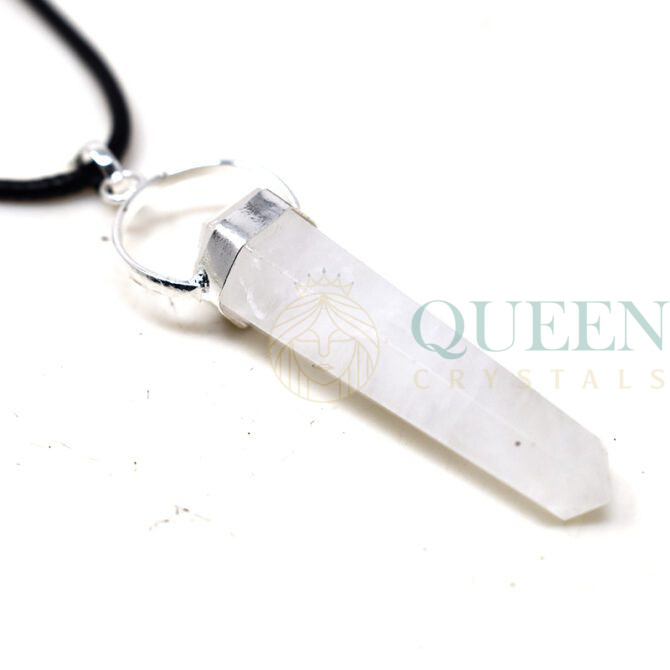 Selenite-Double-Point-Pendant