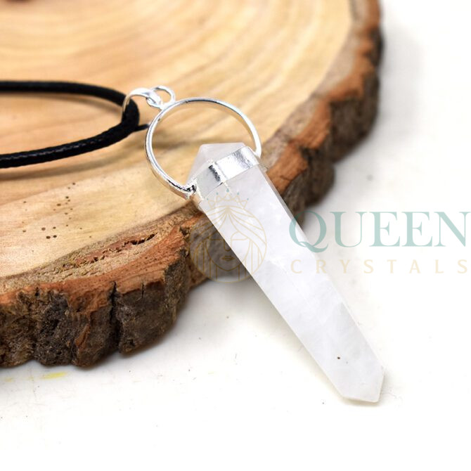 Selenite-Double-Point-Pendant