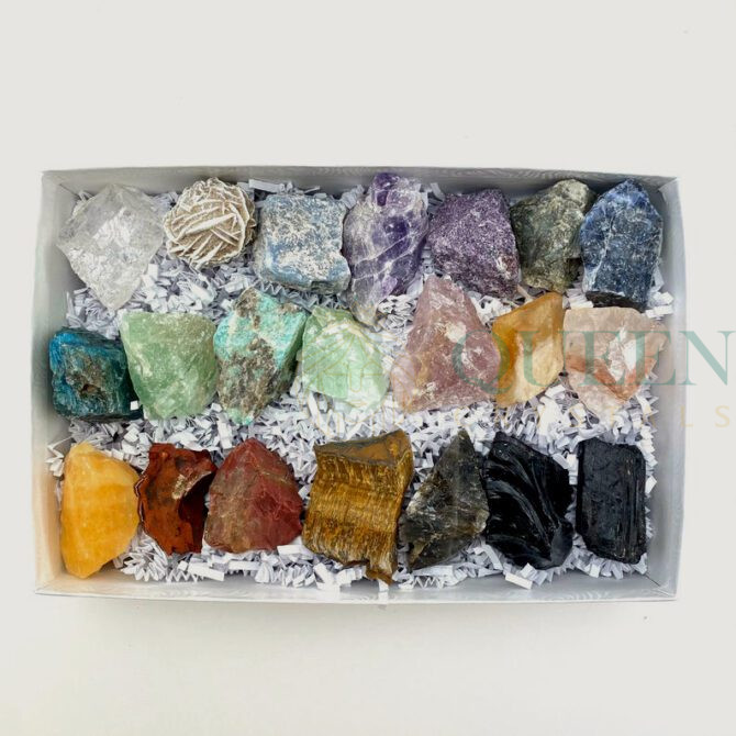 21 Pc Rough Stone Set Crystal Healing Kit 6