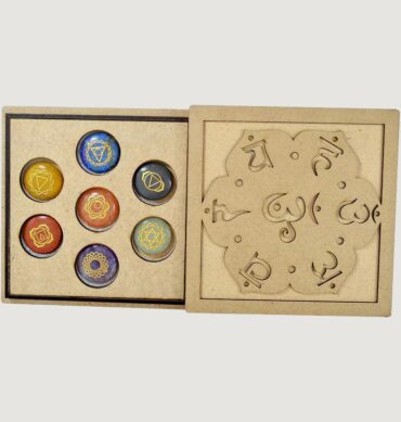 7 Chakra Engraved Karuna Stone with Wooden Box Reiki Healing Home Decorc EMF Protection Natural Gemstone Positive Energy Generator 3