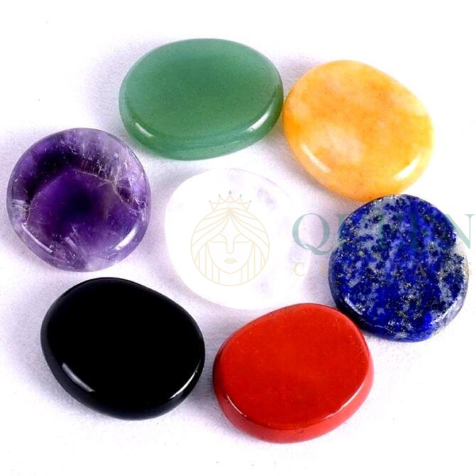 7 Chakra Set Palm Stone Polished Slice