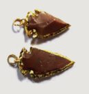 Red Agate Arrowhead Electroplated Pendant (2)
