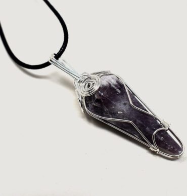 Lepidolite Wire Pendulum Pendant (2) 1