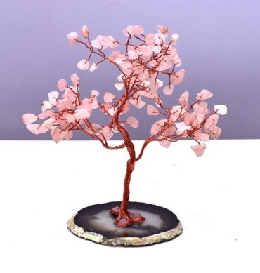 Rose Quartz With Agate Base Tree