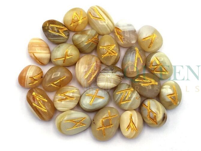 Banded Agate Engraved Rune Set 2