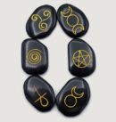 Black Agate Wiccan Symbol Rune Set 2 1