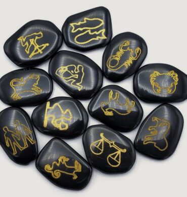 Black Agate Zodiac Signs Engraved Set 2 1