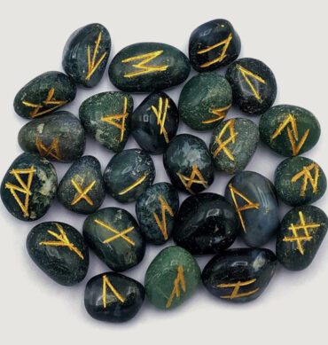 Moss Agate Engraved Rune Set 2 1