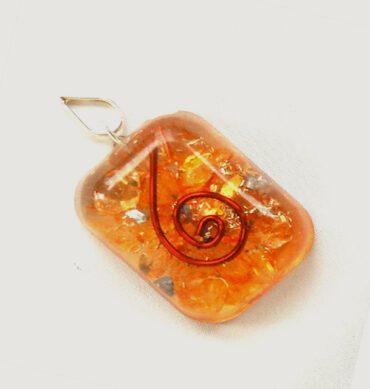 Orange Orgone Rounded Square Pendant 1