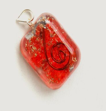 Red Orgone Rounded Square Pendant 1