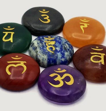 Sanskrit Chakra Disc Engraved Stone Set 1