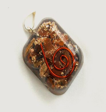 Tiger Eye Orgone Rounded Square Pendant 1