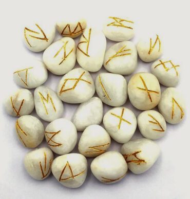 White Agate Engraved Rune Set 2 1