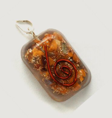 Yellow Jasper Orgone Rounded Square Pendant 1