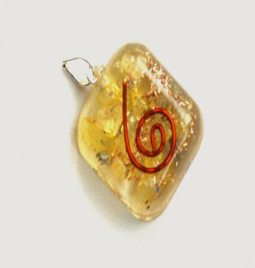 Yellow Orgone Rounded Square Pendant 1